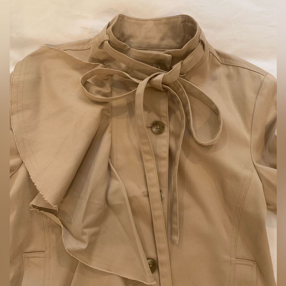 Robert Rodriguez Ruffled Twill Jacket Khak Size 4